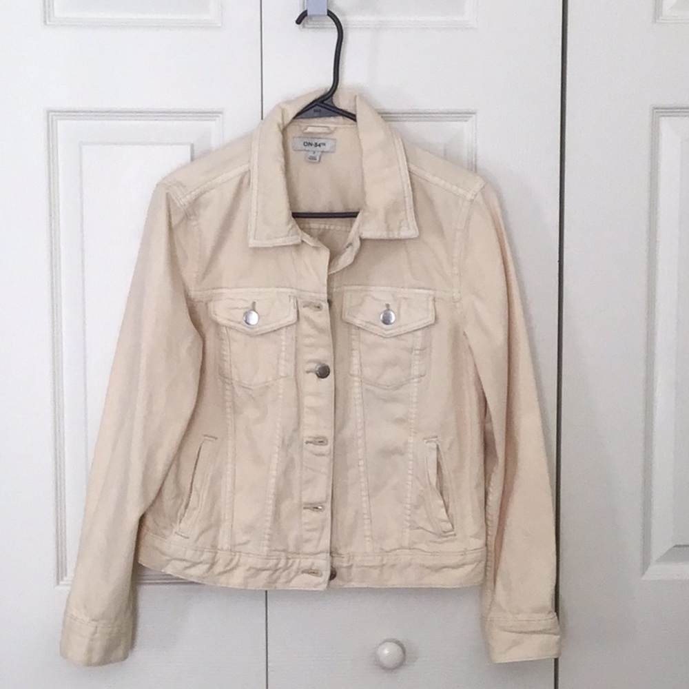 Cream Jean Jacket Fitted Silhouette Point Collar